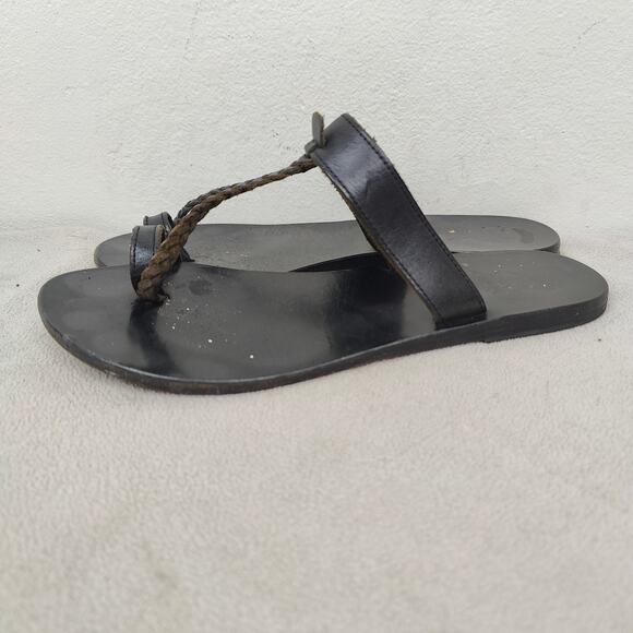 Ancient Greek Sandals Melpomeni Womens 39 9 Black Leather Braided Straps Beach‎ - Picture 3 of 6